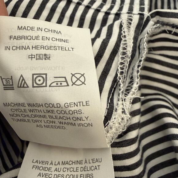 J.Crew Navy White Striped Funnelneck Pullover Top Cotton Poplin Size 14 - Picture 7 of 9